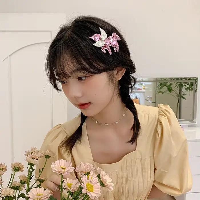 Barrettes à cheveux licorne à paillettes mignonnes 2026 pour femmes