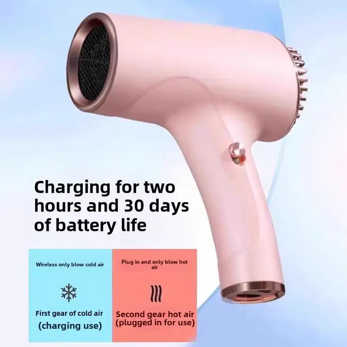 Sèche-cheveux portable sans fil professionnel avec protection contre la surchauffe