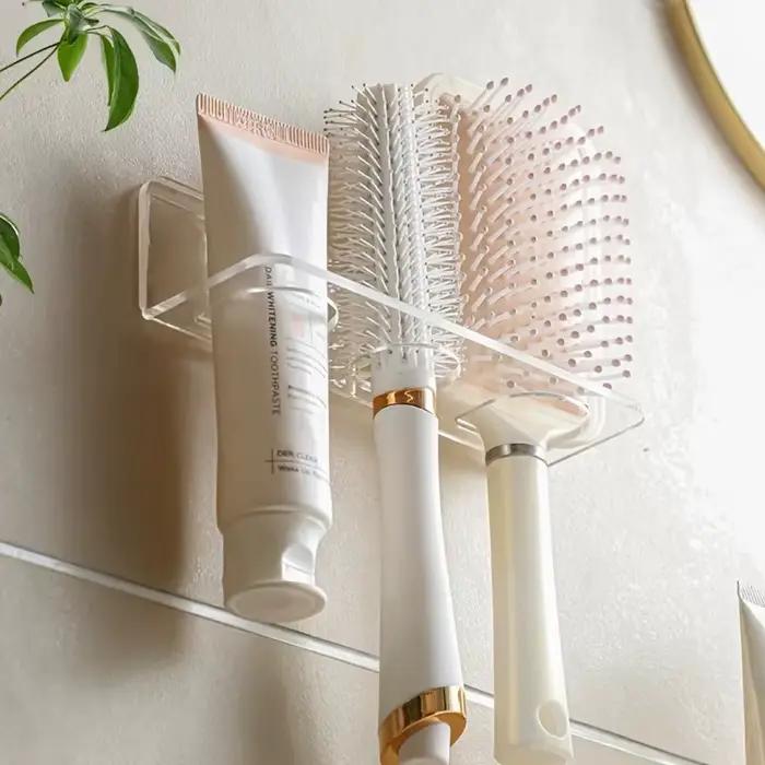 Organisateur de salle de bain transparent 1 pièce pour brosses à cheveux