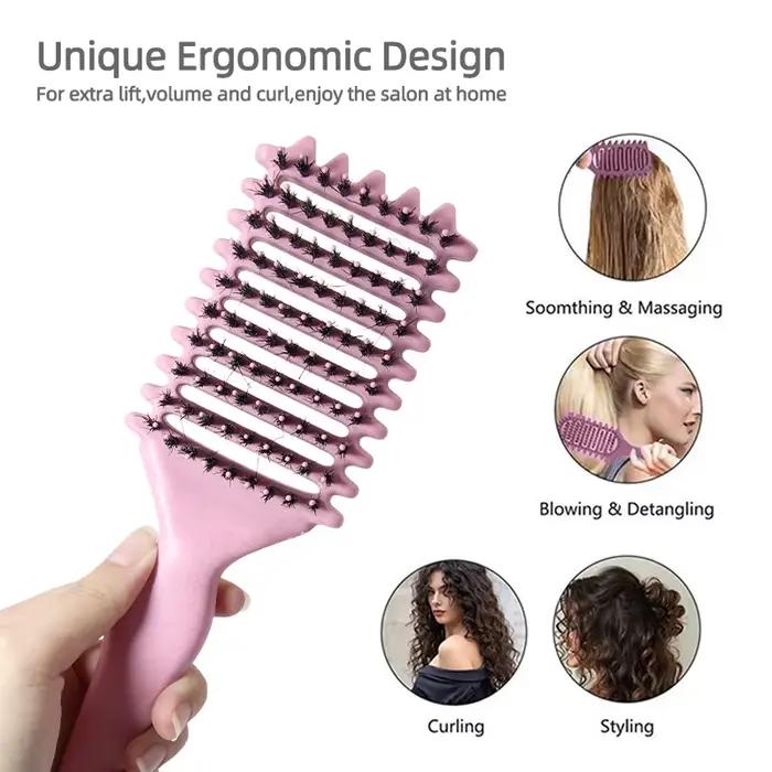 Brosse Définition Boucles 3-en-1 Démêlante Anti-Frisottis pour Cheveux
