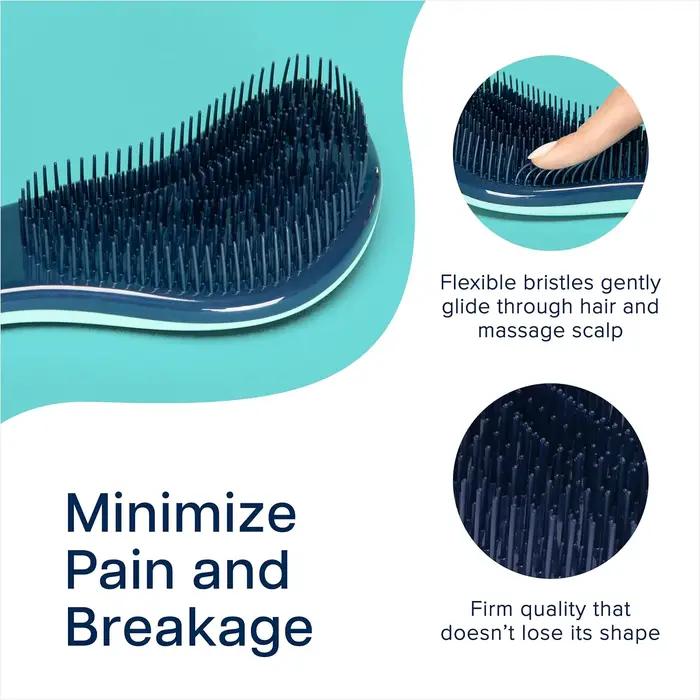 Brosse à cheveux pour enfants et adultes, brosse douce pour cheveux mouillés avec poils souples et flexibles pour cheveux raides, naturels, bouclés, secs