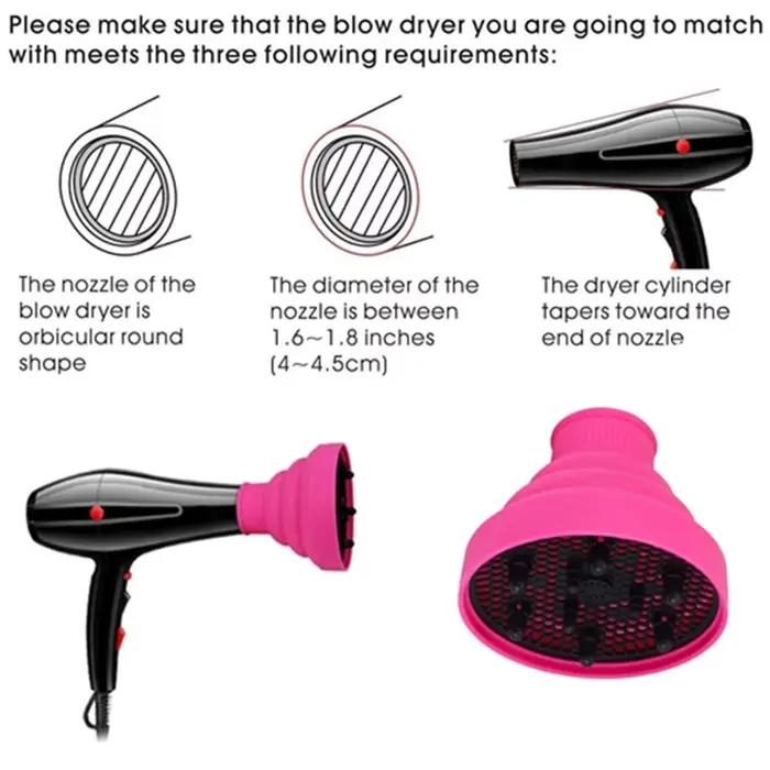 Sèche-cheveux pliable en silicone pour femmes