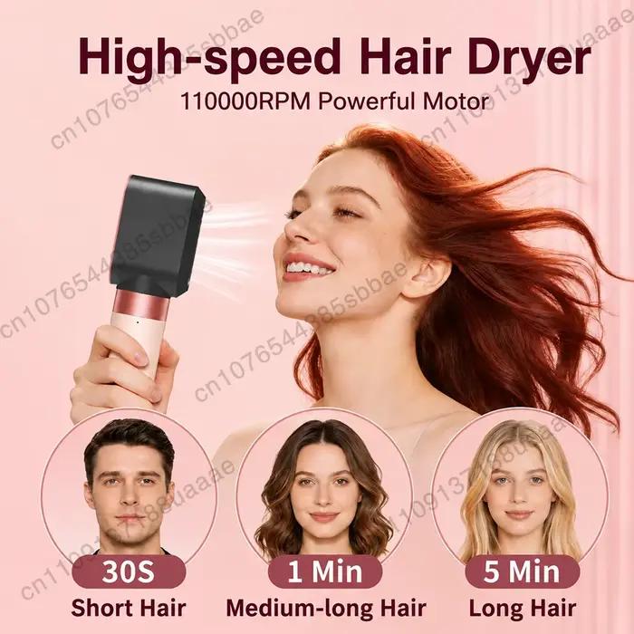 Sèche-cheveux multifonction 6 en 1, sèche-cheveux ionique haute vitesse 110 000 tr/min, séchage rapide, outil de coiffage automatique pour boucler les cheveux