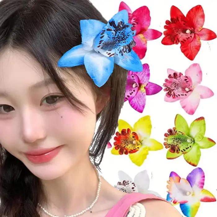 Pinces à cheveux à fleurs d'orchidées hawaïennes
