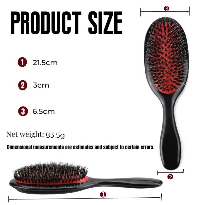 Brosse à cheveux en poils de sanglier avec manche en bois