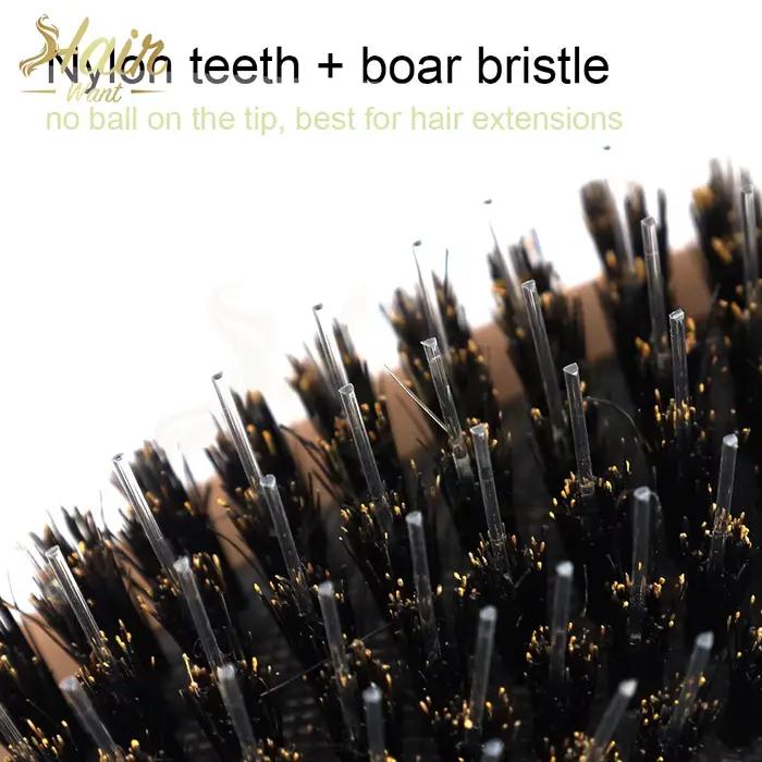 Brosse démêlante pour extensions de cheveux en poils de sanglier avec dents en nylon