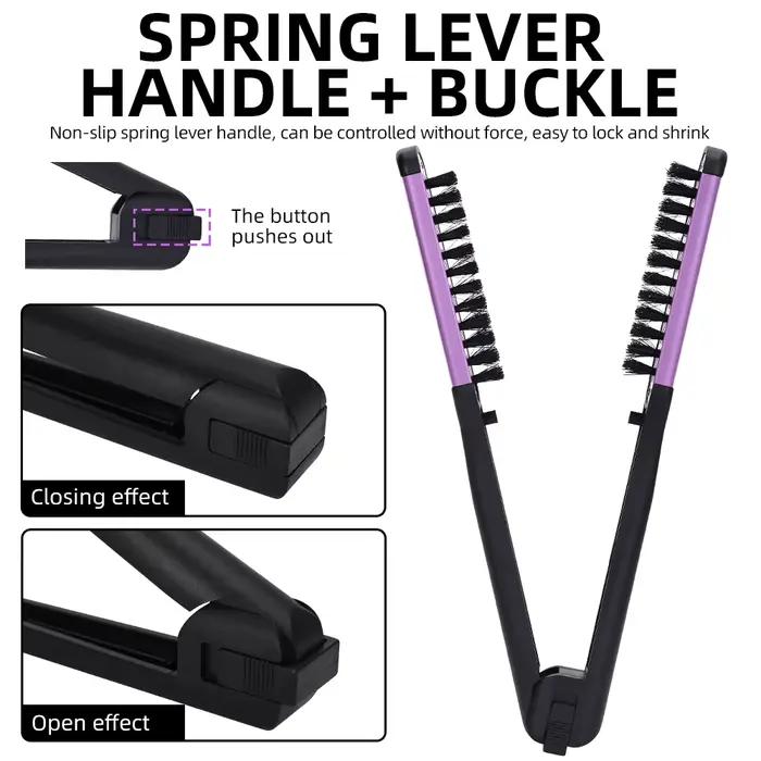 Brosse professionnelle à lisser et à friser les cheveux en forme de V