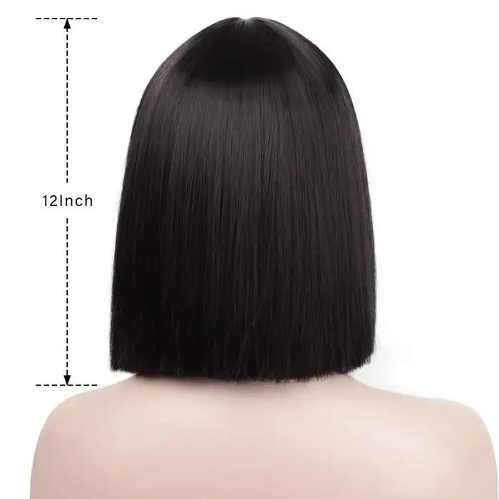 Perruque Bob Noire Courte avec Frange pour Femme, Perruques Droites, Degré de Chaleur, Ultraviolet Synthétique, Mia Wallace, Aleopatra Cospaly