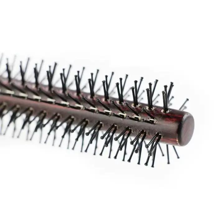 [FE] Brosse à cheveux ronde en nylon avec manche en bois