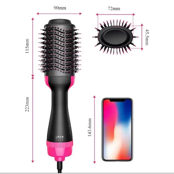 Brosse Soufflante Chauffante Professionnelle pour Cheveux Femme – Sèche-Cheveux Portable et Brosse Électrique de Voyage