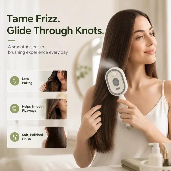 Brosse à cheveux électrique rechargeable à pulvérisation d'eau