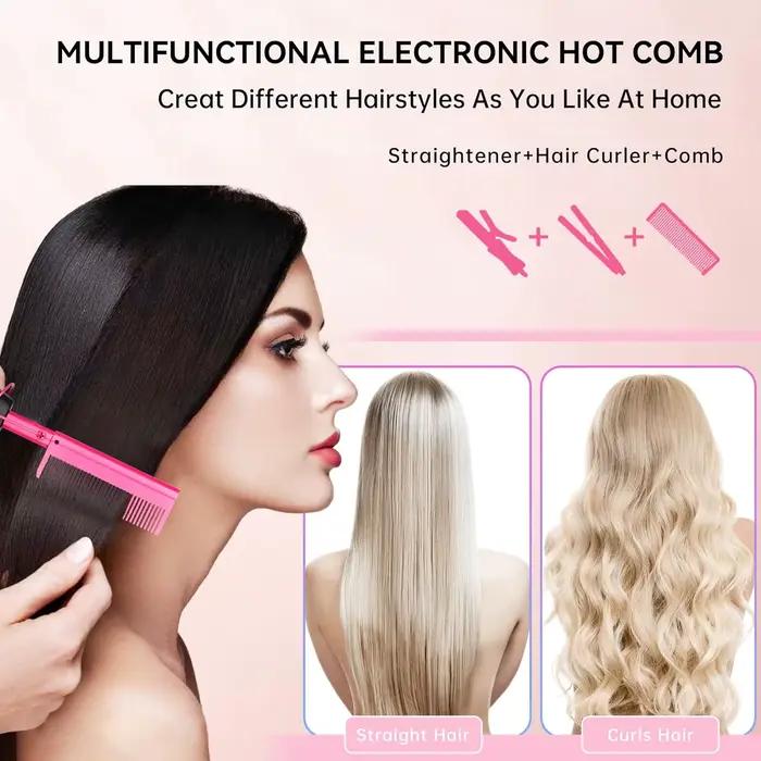 Brosse chauffante électrique double tension pour lissage et bouclage des cheveux
