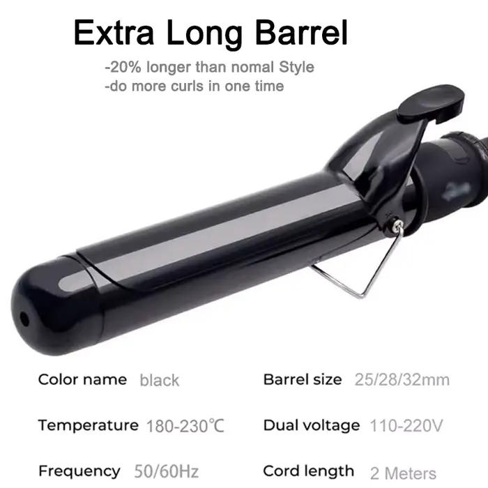 Bigoudi professionnel avec baril en céramique tourmaline extra long