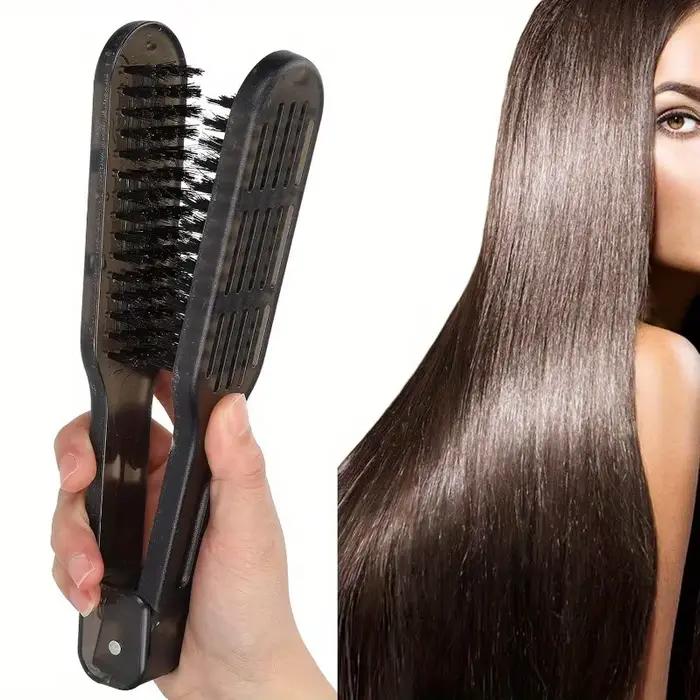 Brosse à pince, Double brosse pour lisser les cheveux