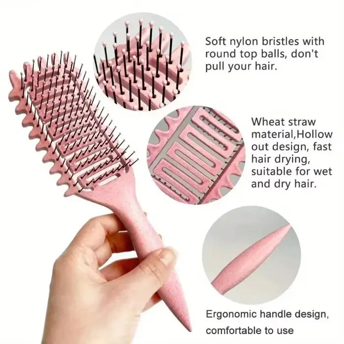 Brosse de coiffure pour cheveux bouclés et humides, brosse démêlante ajourée, peigne pour façonner les boucles, outils de coiffure pour barbier