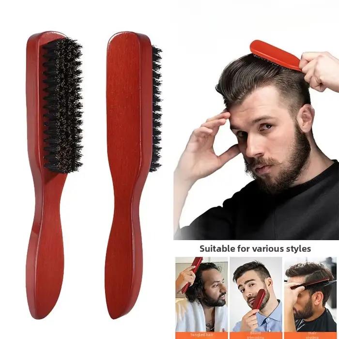 Brosse à cheveux en poils de sanglier pour queue de cheval lisse, chignon élégant et lissage des baby hairs, des mèches rebelles et de la finition des bords - Pour backcombing et coiffage à la brosse