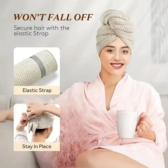 Grande serviette de séchage de cheveux absorbante à l'eau de couleur unie