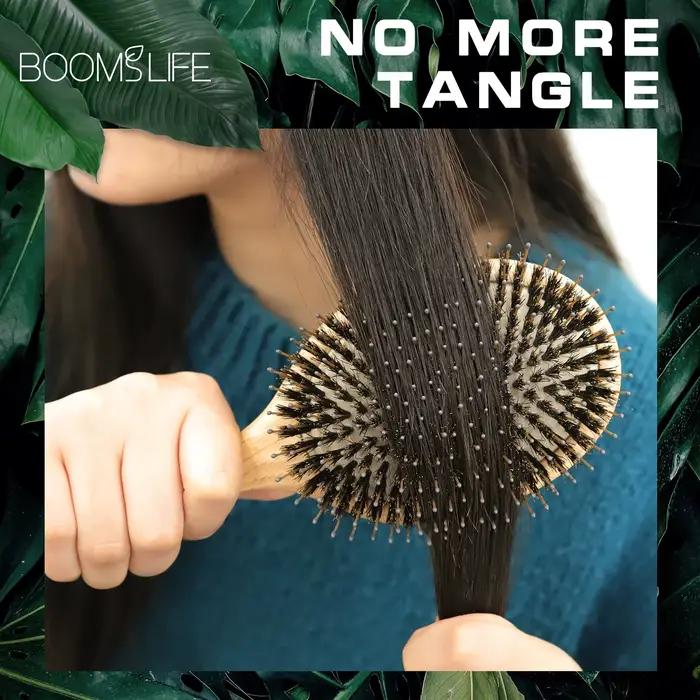 Brosse à cheveux en poils De sanglier personnalisée Peine bois De chêne peigne femmes coiffure cuir chevelu Massage