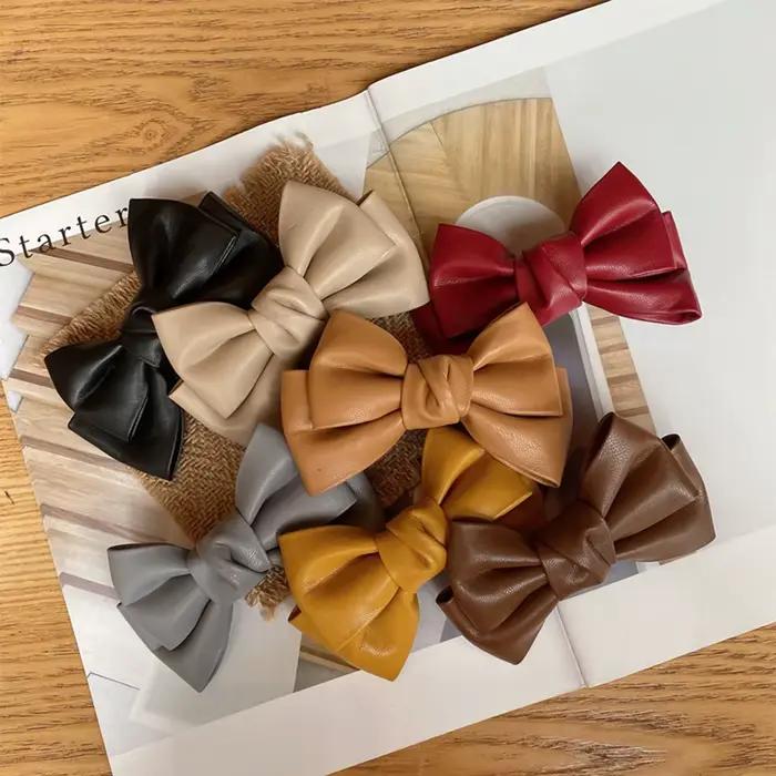 Accessoires filles coréennes pinces à bec de canard femmes en cuir PU