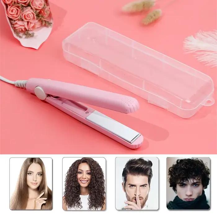 Nouveau Mini fer à lisser fer plat fer à friser en céramique cheveux courts Portable double usage bigoudi soins de coiffure pour voyager