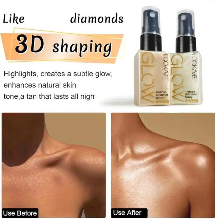 Nouveau Spray Huile Scintillante Imperméable Longue Durée Hydratant Effet Or Bronze Contouring Illuminateur Corps et Visage Outils de Maquillage Pailleté