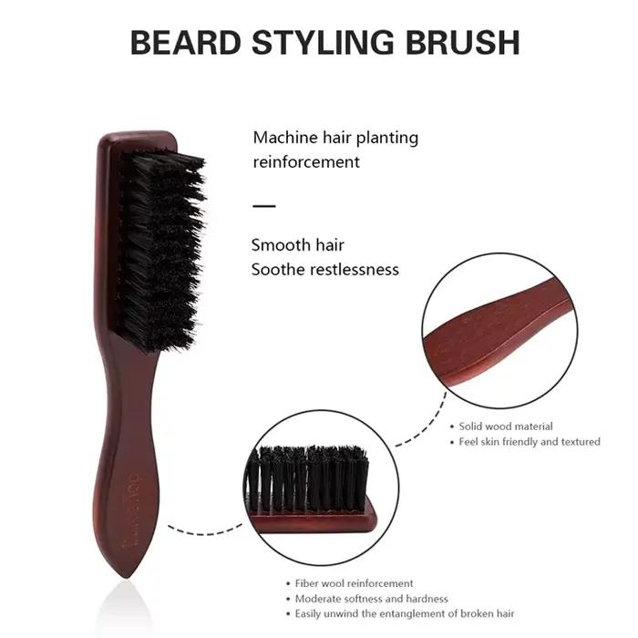 Barbier manche en bois coiffure brosse de nettoyage de cheveux doux hommes peigne de rasage