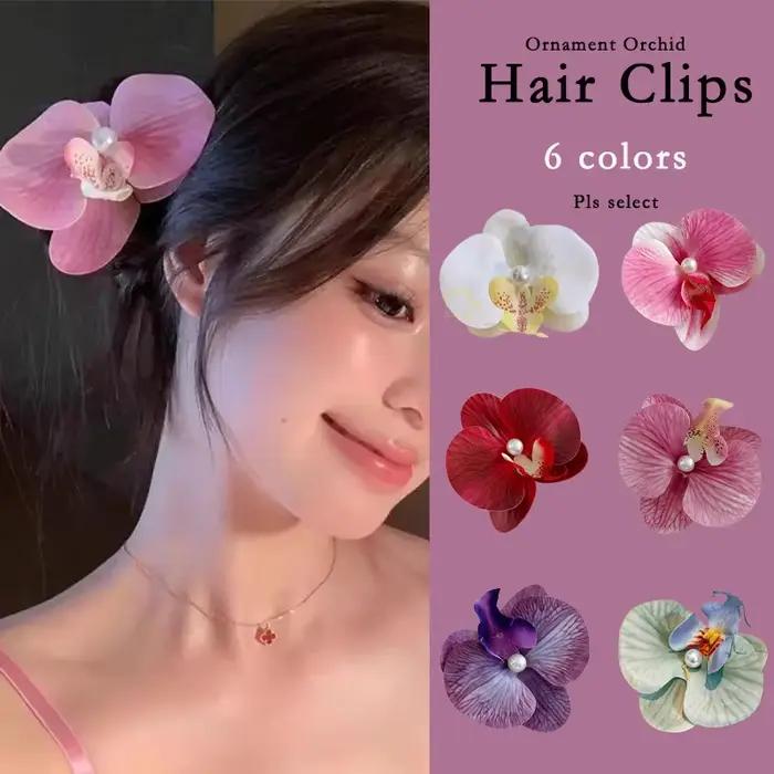 1/6 pièces accessoire de cheveux doux pour les femmes orchidée fleur épingle