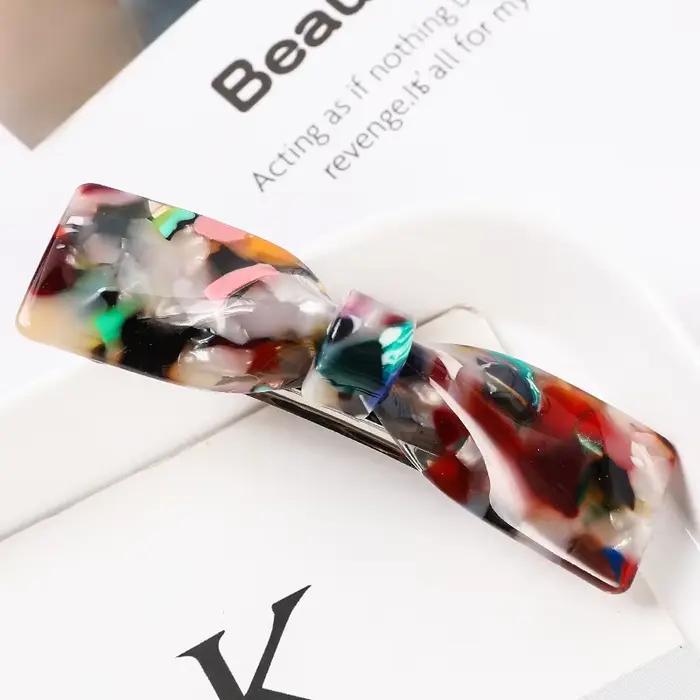 Pinces à cheveux en acétate pour femmes, élégantes Barrettes à nœud coloré, accessoires pour cheveux, nouvelle collection 2021