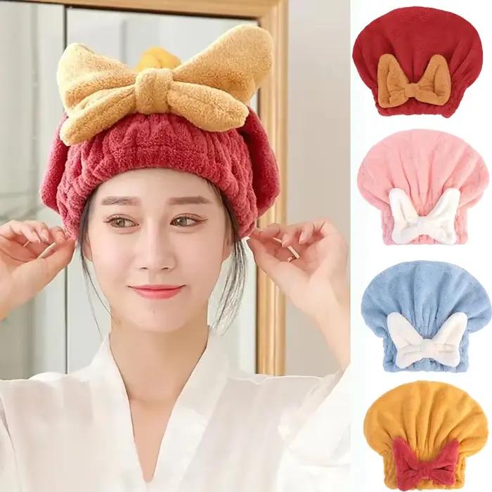 Bonnet de bain super absorbant avec nœud pour femme