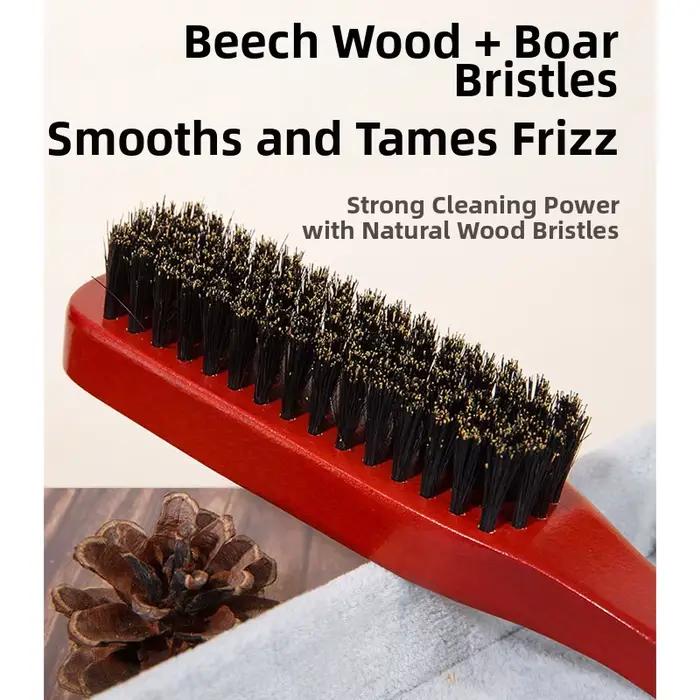 Brosse à cheveux en poils de sanglier pour queue de cheval lisse, chignon élégant et lissage des baby hairs, des mèches rebelles et de la finition des bords - Pour backcombing et coiffage à la brosse
