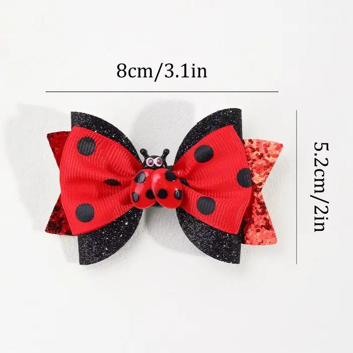 Pinces à cheveux motif coccinelle, 2 pièces/pack, accessoires pour cheveux pour filles, épingle à cheveux pour enfants, couvre-chef, nœuds, cadeau idéal pour les filles