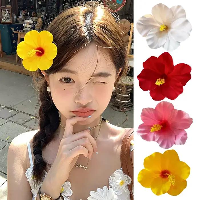 Barrettes à fleurs hawaïennes, pinces à cheveux fleurs d'hibiscus, accessoires pour cheveux pour l'été, la plage, les vacances, les mariages