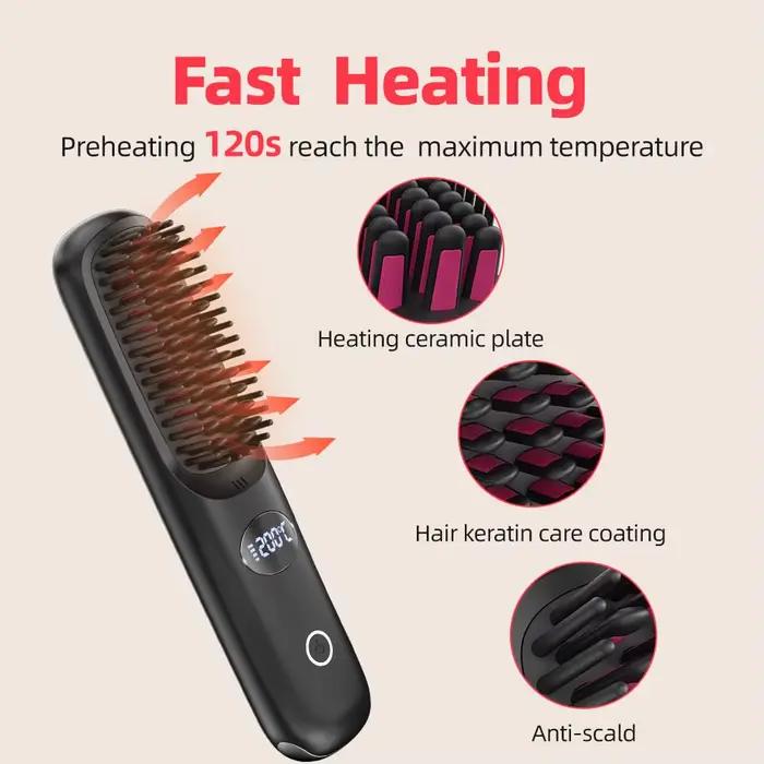 Brosse lissante sans fil pour cheveux