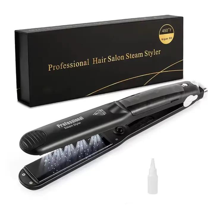 Lisseur à vapeur professionnel en céramique 450 ℉ Outils de soin des cheveux à chaleur rapide pour traitement à l'huile