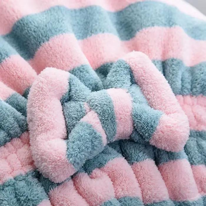 Serviette pour cheveux secs, bonnet de douche à séchage rapide pour femmes, motif rayé, accessoires de bain Super absorbants, 1 pièce