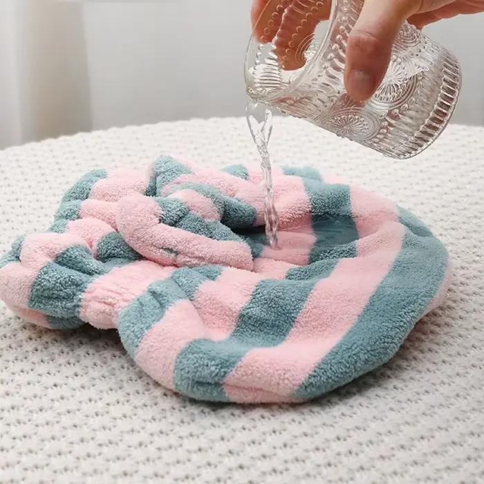 Serviette pour cheveux secs, bonnet de douche à séchage rapide pour femmes, motif rayé, accessoires de bain Super absorbants, 1 pièce