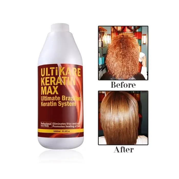 Lisseur brésilien de formaline 8% de traitement de kératine de 1000ml et brillant lisse pour des cheveux endommagés