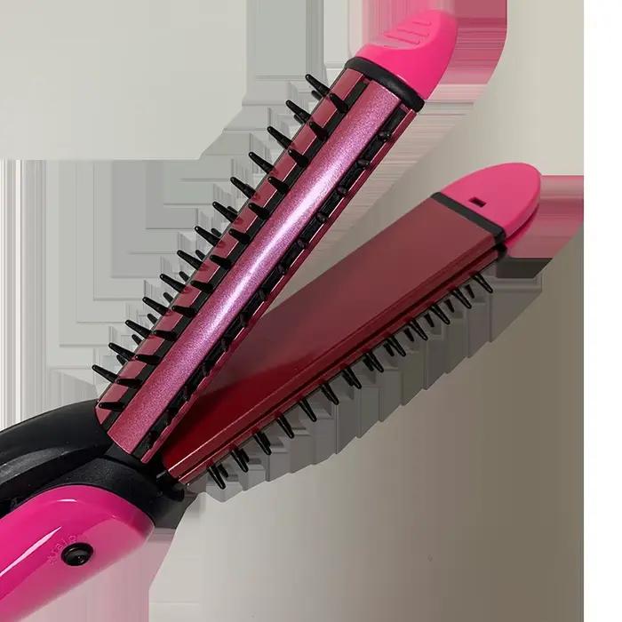 Fer à friser multifonction 3-en-1 avec rouleaux lisses et clip pour cheveux