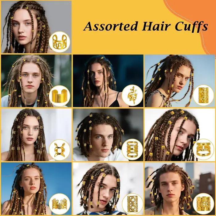100 pièces bijoux de cheveux dorés pour femmes tresses