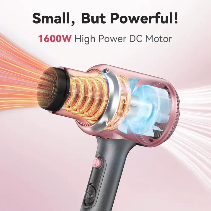 Sèche-cheveux professionnel 1600W avec 3 accessoires