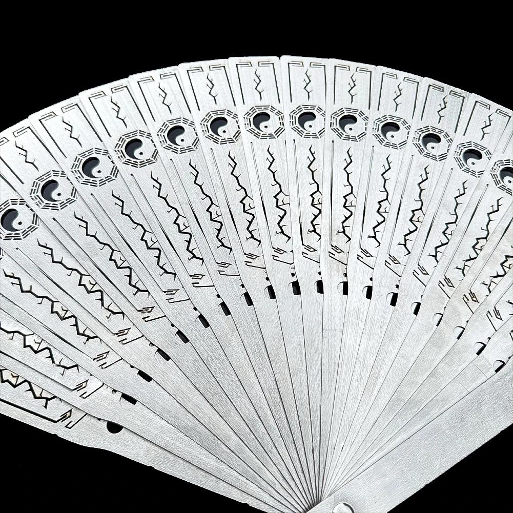 9 pouces nouveau métal chinois en acier inoxydable fer ventilateur squelette défense Kung Fu Taiji Portable pliant ventilateur maison étude bureau ornement
