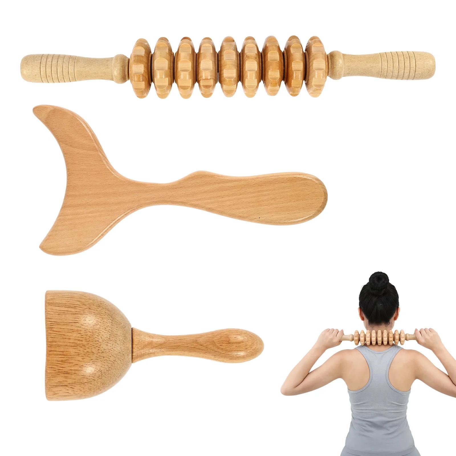 Outils de massage en bois 3 en 1, masseur professionnel en bois, outils de sculpture corporelle pour le remodelage et le contournement du corps, soulagement musculaire