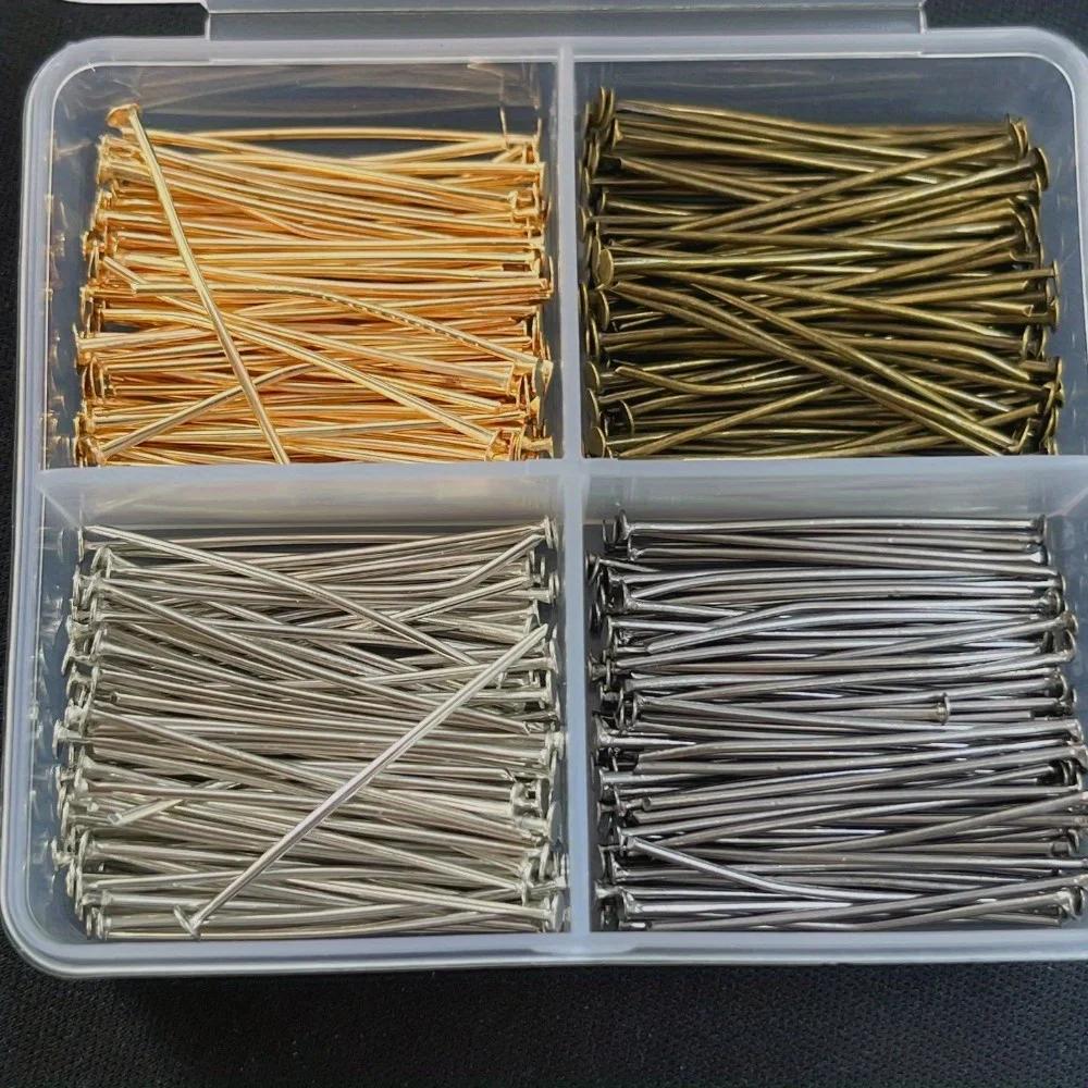 400 épingles à tête plate en fer mélangées de 30 mm, 1 boîte, accessoires de fabrication de bijoux pour artisanat DIY