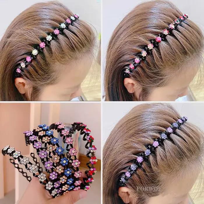 Bandeaux élastiques antidérapants en strass pour femmes, fleur, mode perle, cerceau pour cheveux, lu