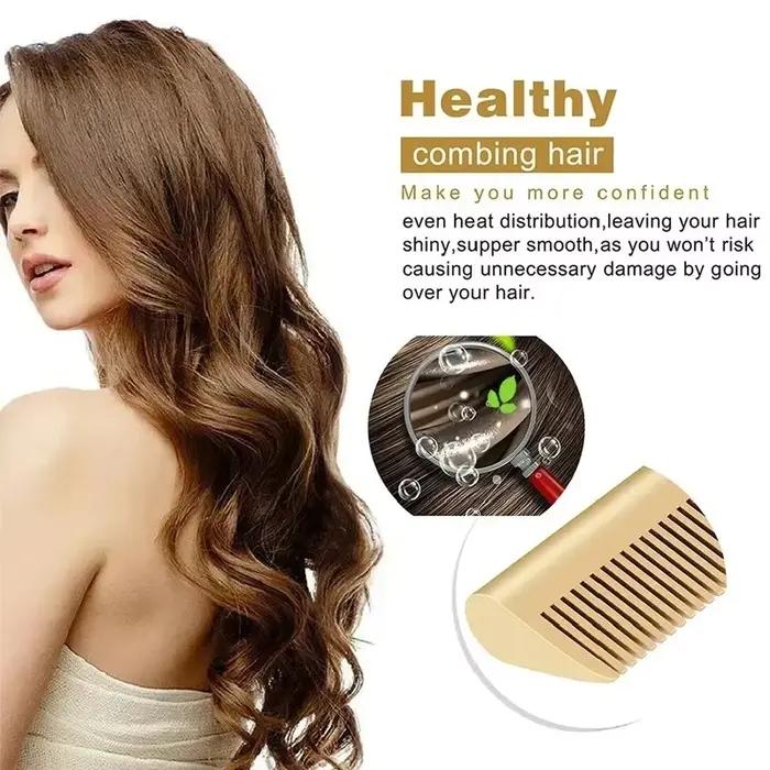 Bigoudi électrique Portable en céramique, peigne chauffant à chaud, lisseur de cheveux, outil de coi
