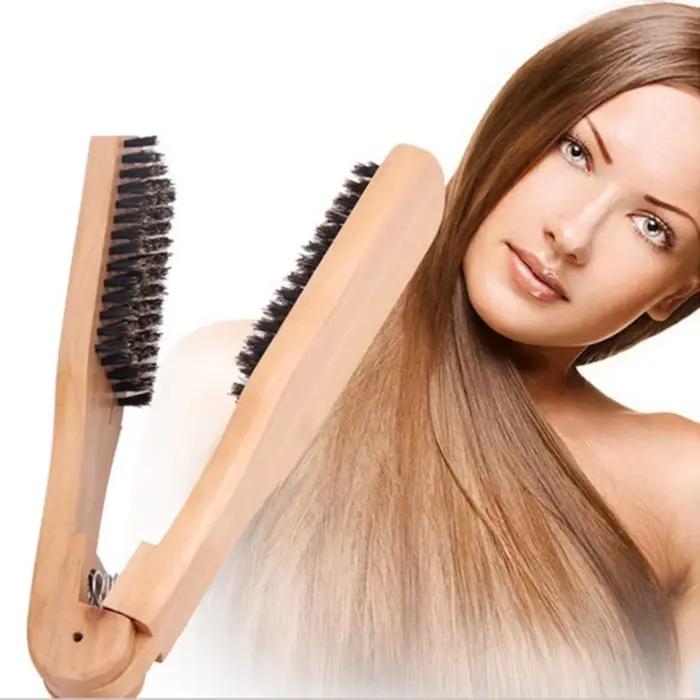 Lisseur de cheveux peigne de coiffure pince à lisser brosse crinière Double face coiffure repassage