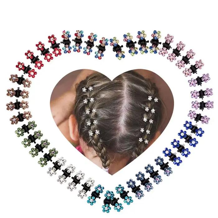 Mini pinces à cheveux en métal antidérapantes, fleurs colorées à paillettes et strass, accessoires p