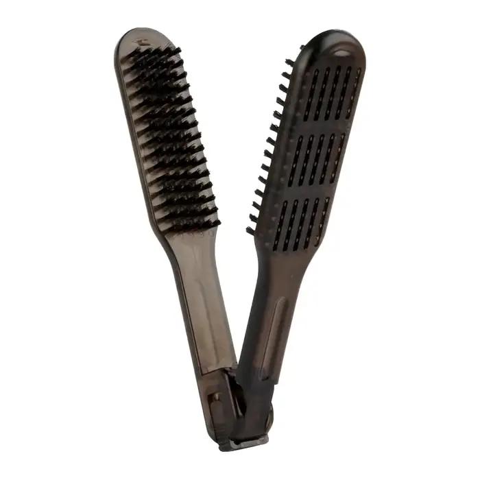 Lisseur de coiffure professionnel en Nylon, Double brosse, peigne en forme de V, pince, ne fait pas
