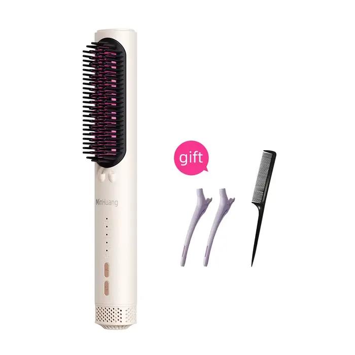 Brosse lissante chauffante électrique multifonction pour cheveux bouclés et raides, fer à lisser et