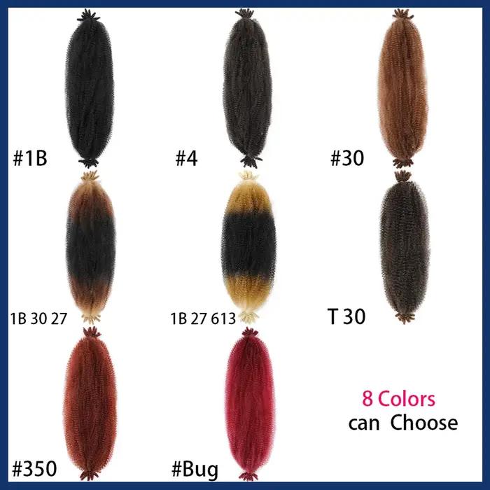 Cheveux afro twist ombrés gingembre 1B 30 27 613 350 Bug Color, pré-gonflés, mèches Marley pour tres